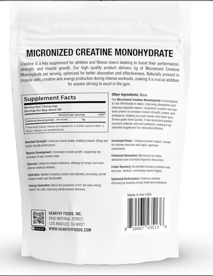 Hearthy Foods Creatina Monohidratada