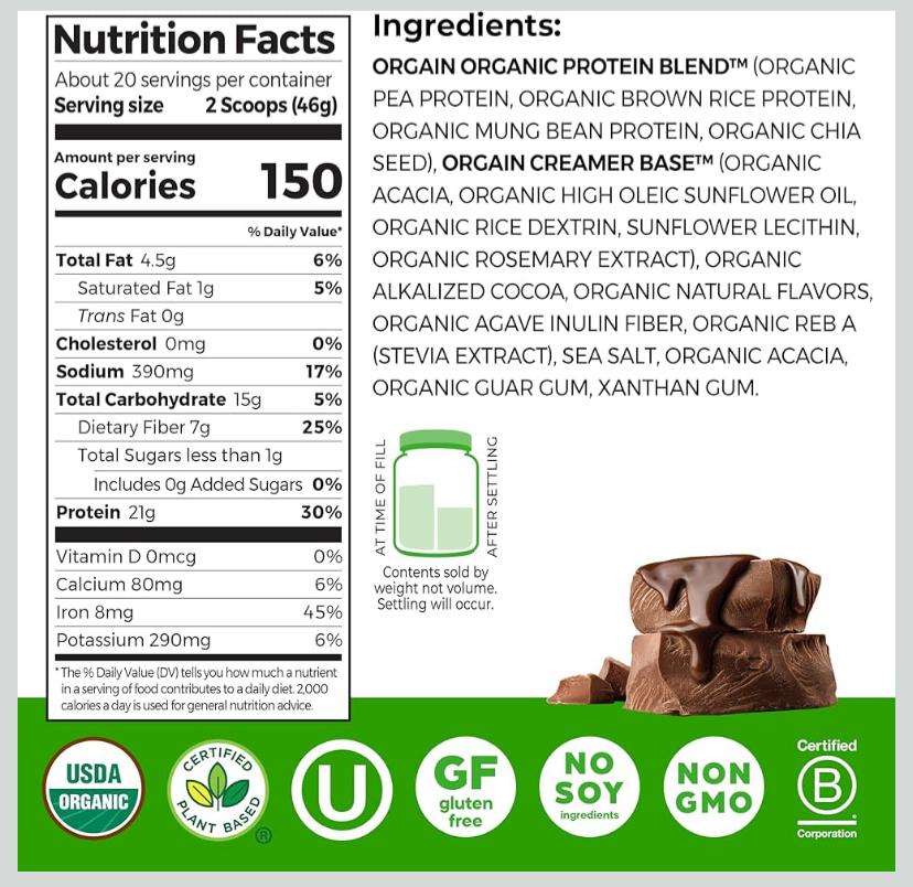 Proteína Orgánica sabor chocolate