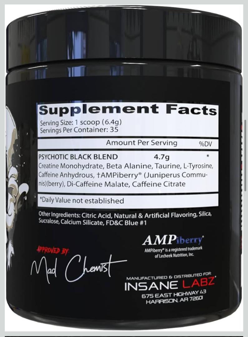 Insane Labz Psychotic Black Edition Polvo Pre-Entreno