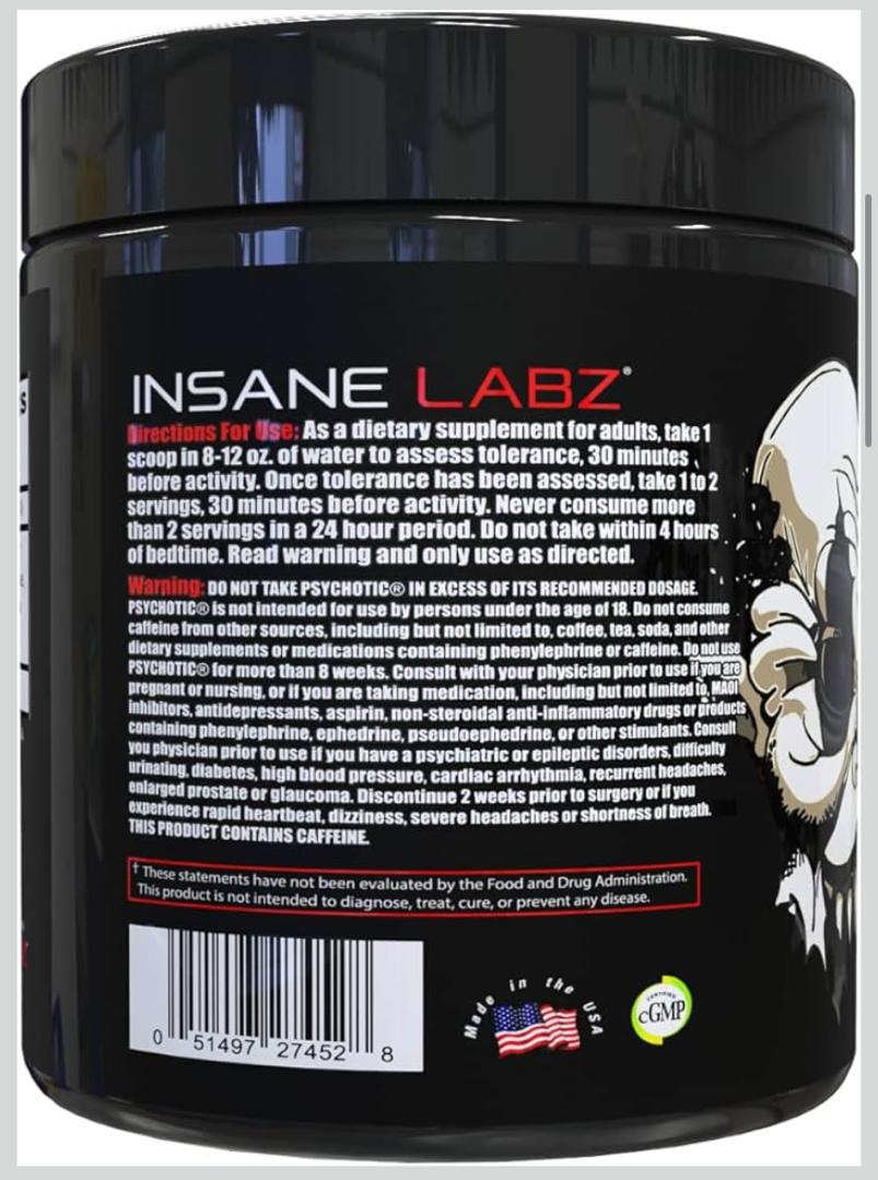 Insane Labz Psychotic Black Edition Polvo Pre-Entreno
